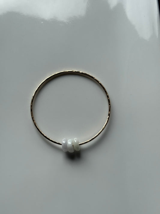 Adult triple white donut jade bangle