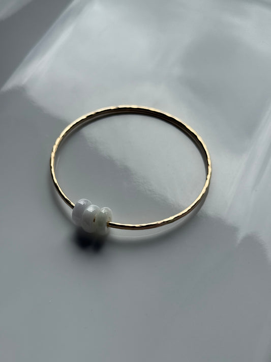 Adult triple white donut jade bangle