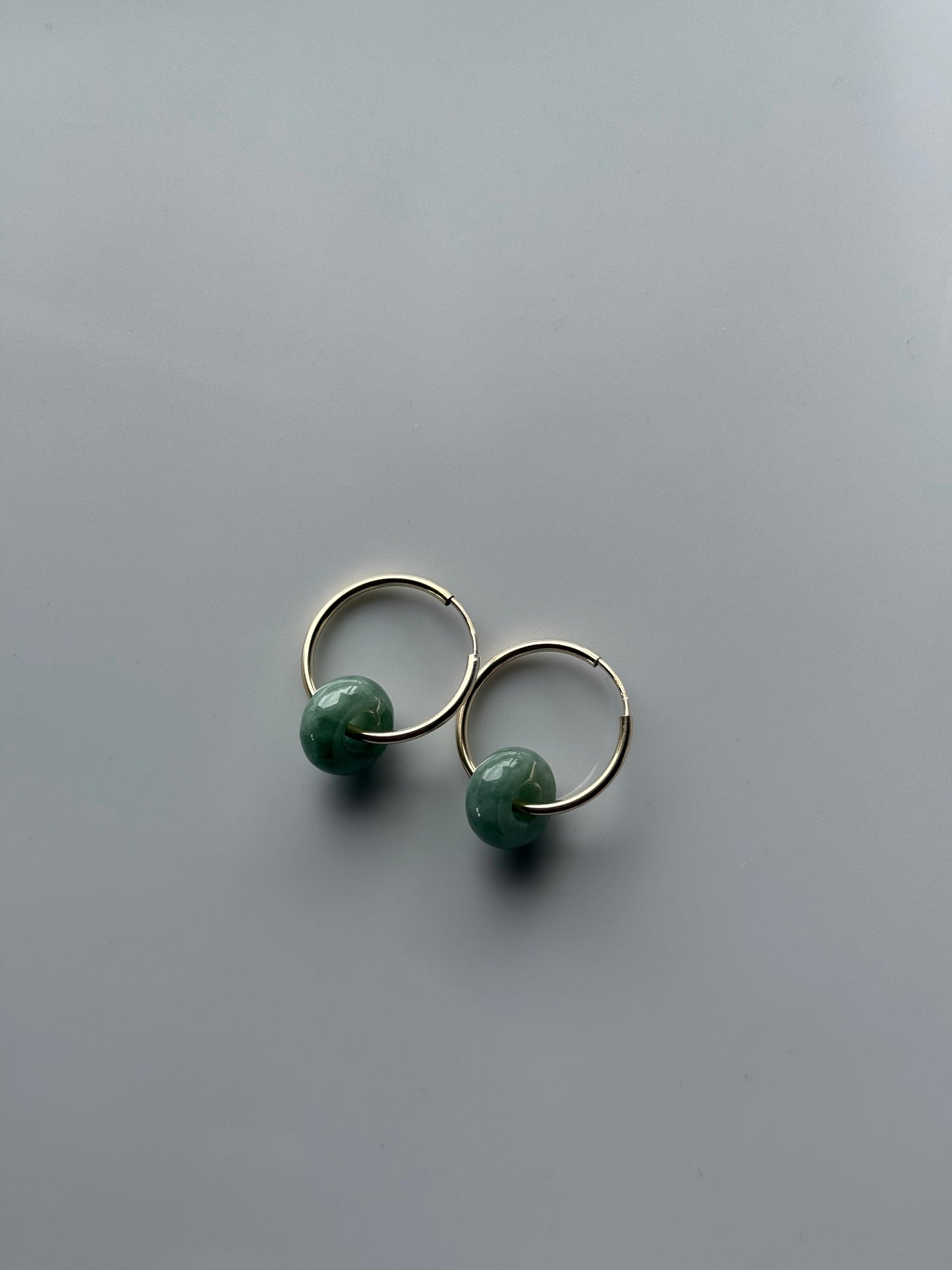 Mini jade donut hoop earrings green