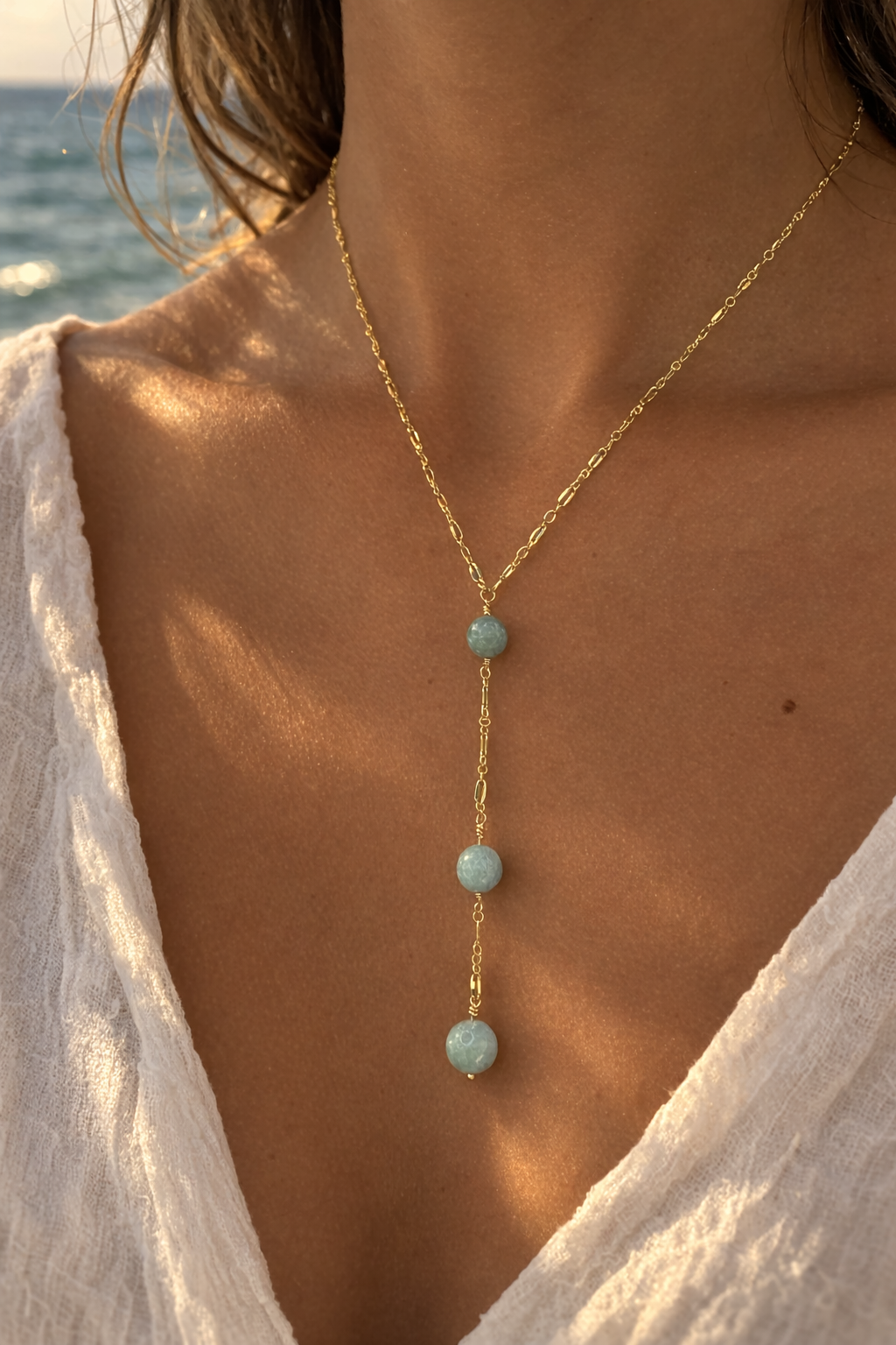 Triple Floating Jade necklace