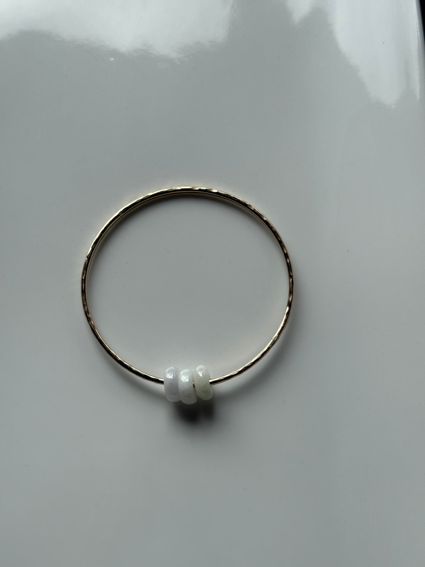 Adult triple white donut jade bangle