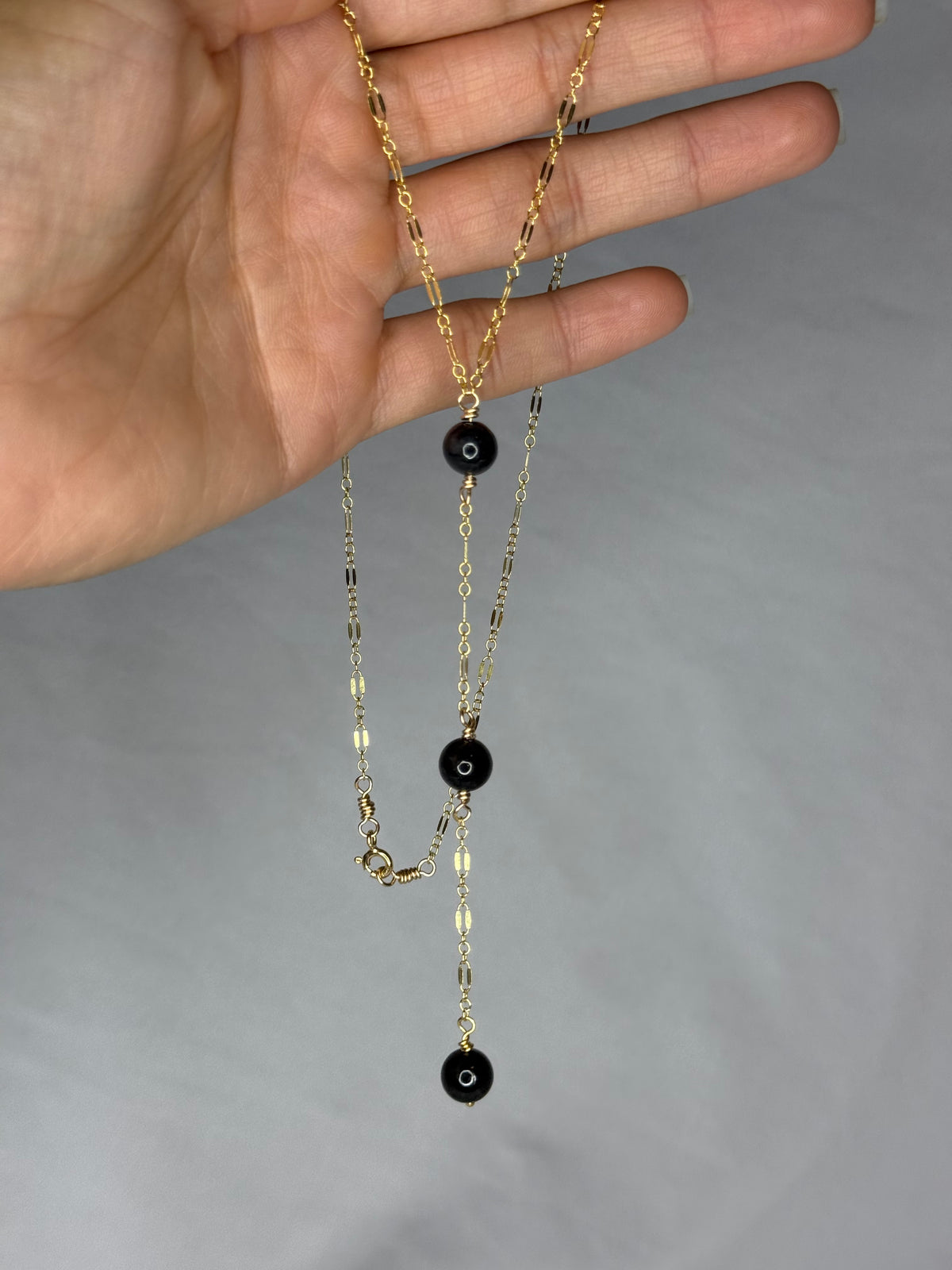 Triple black jade necklace