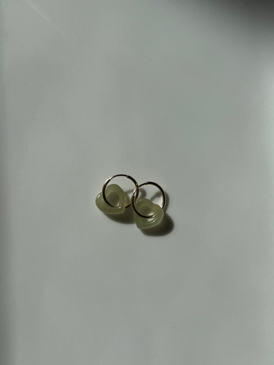 Mini Jade heart earrings