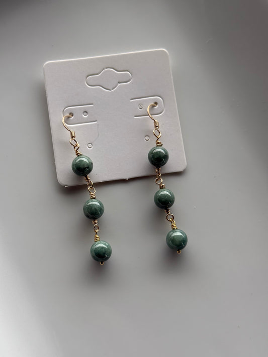 ʻEkolu drop jade earrings