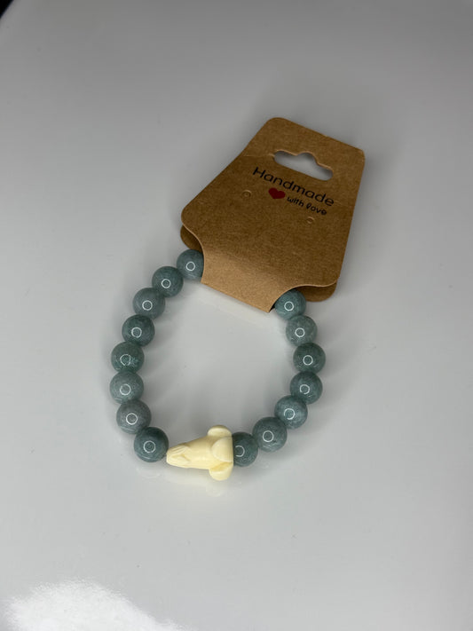 Stretchy Puakenikeni/Jade beaded bracelet