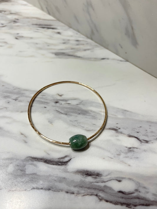 Adult green jade barrel bangle