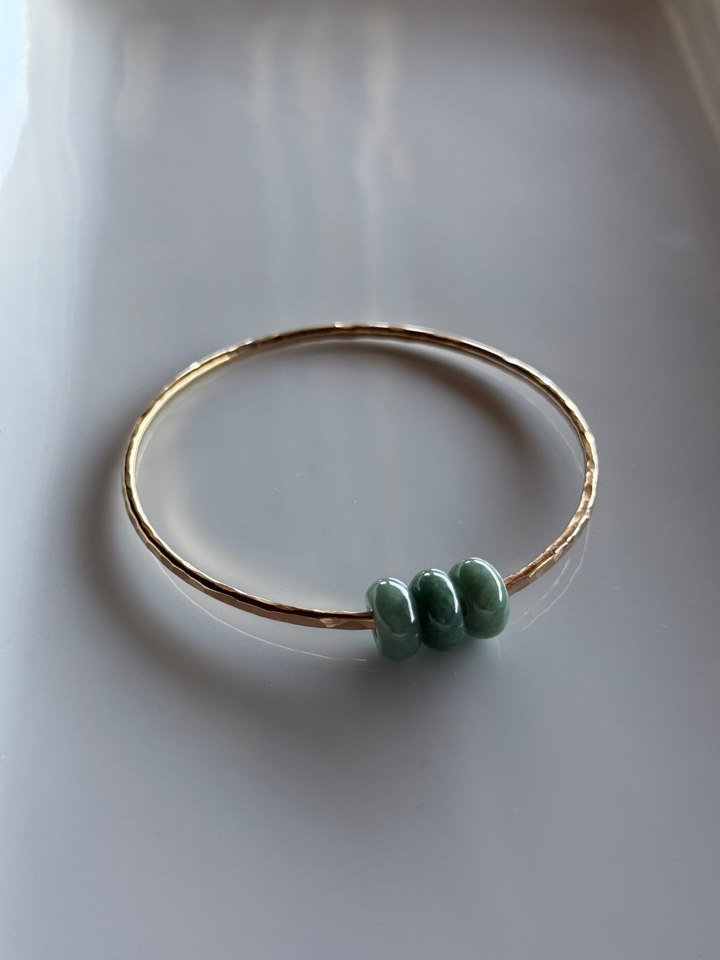 Adult triple green jade bangle