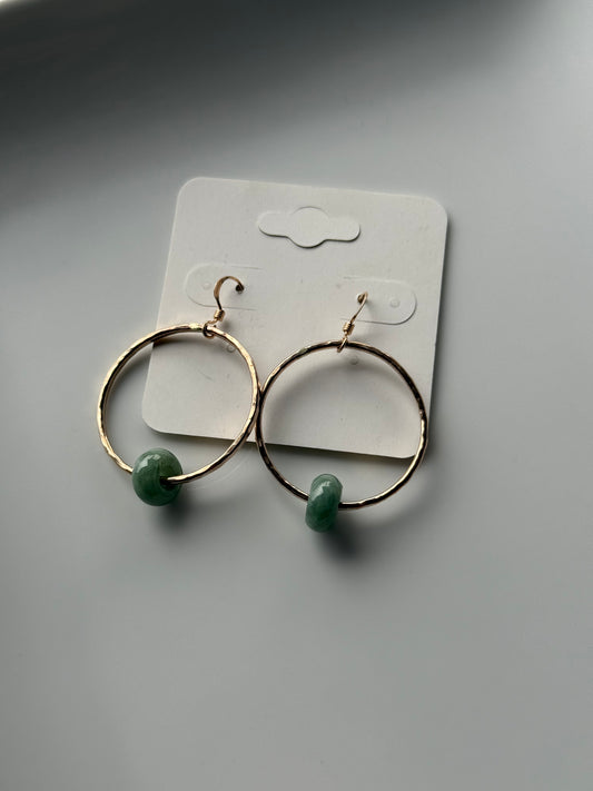 Jade donut hoop earrings