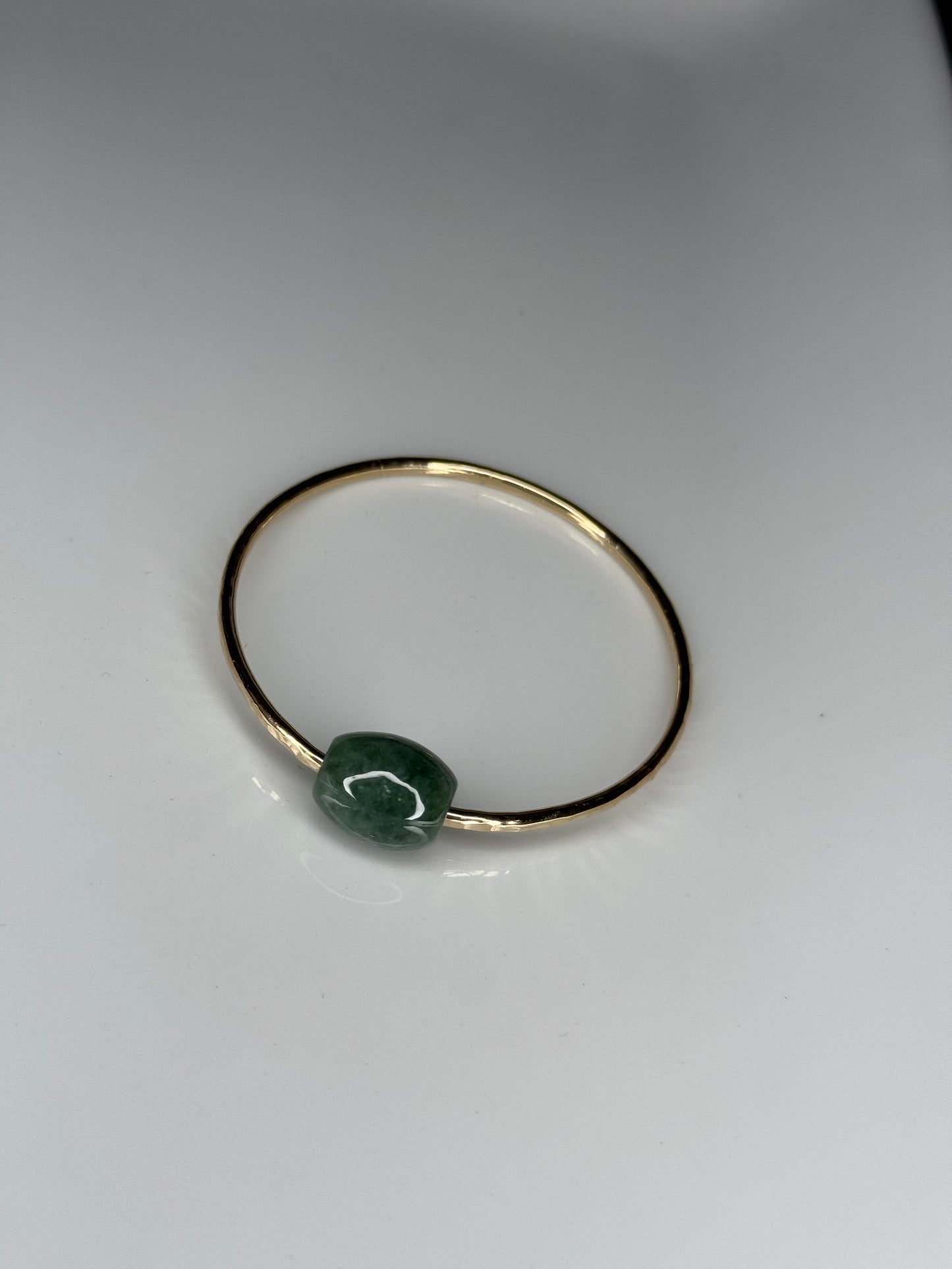 Adult green jade barrel bangle