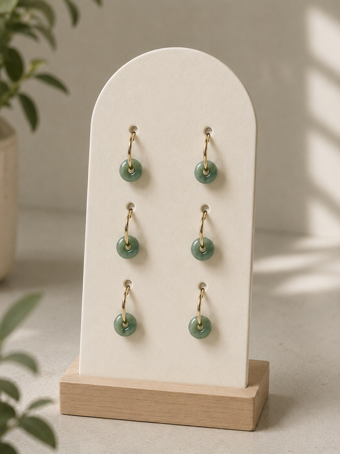 Mini jade donut hoop earrings green