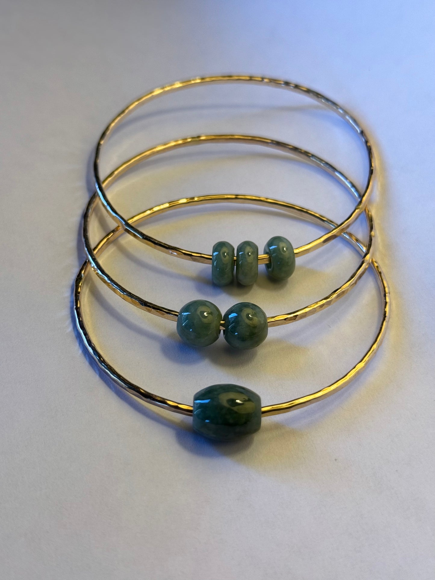 Adult green jade barrel bangle