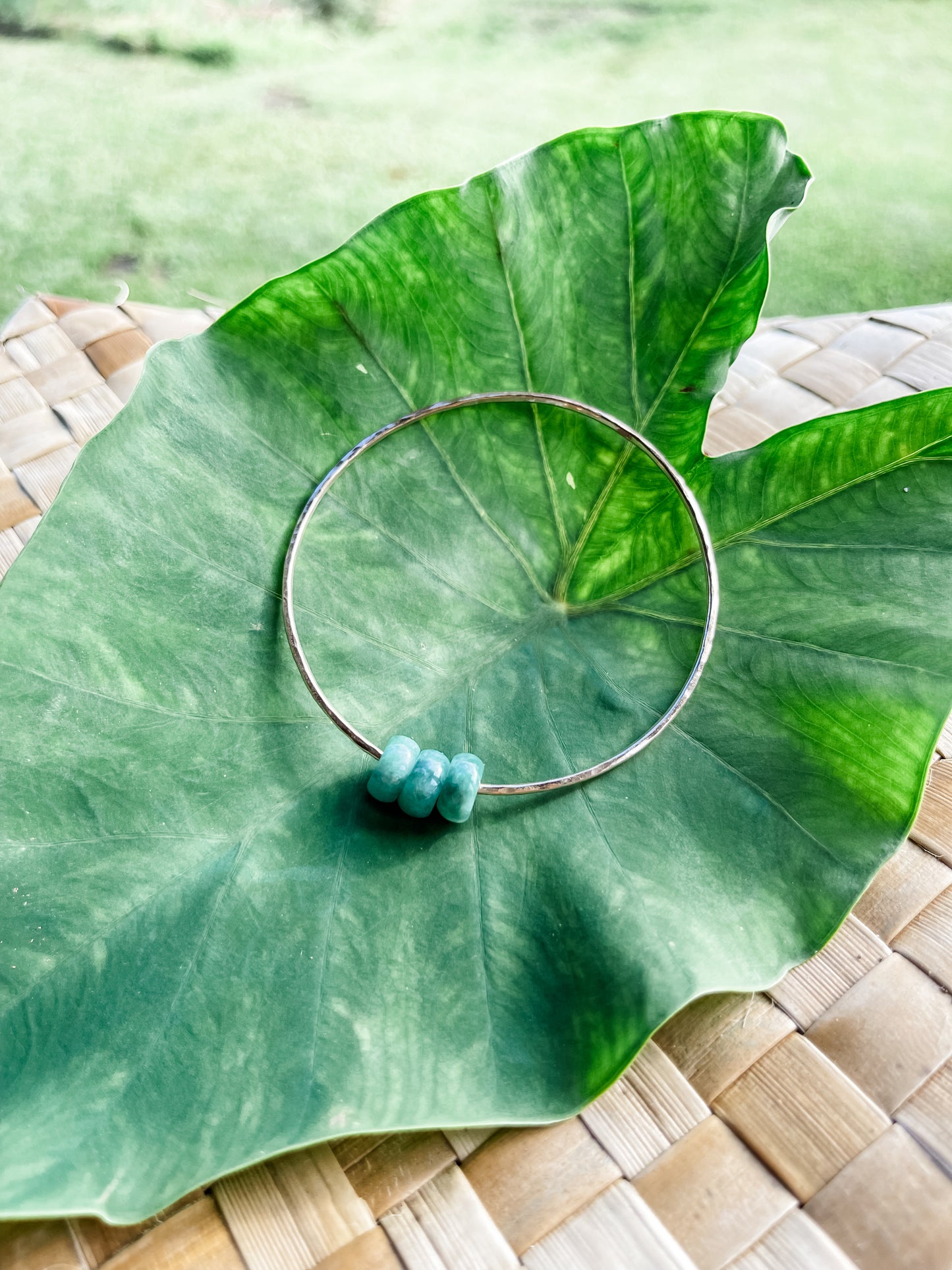 Adult triple green jade bangle